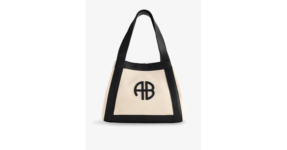 トートバッグ Cara Tote Bag - ANINE BING - Cotton - Neutral ANINE BING Small Cara Tote - Natural Canvas With Black
