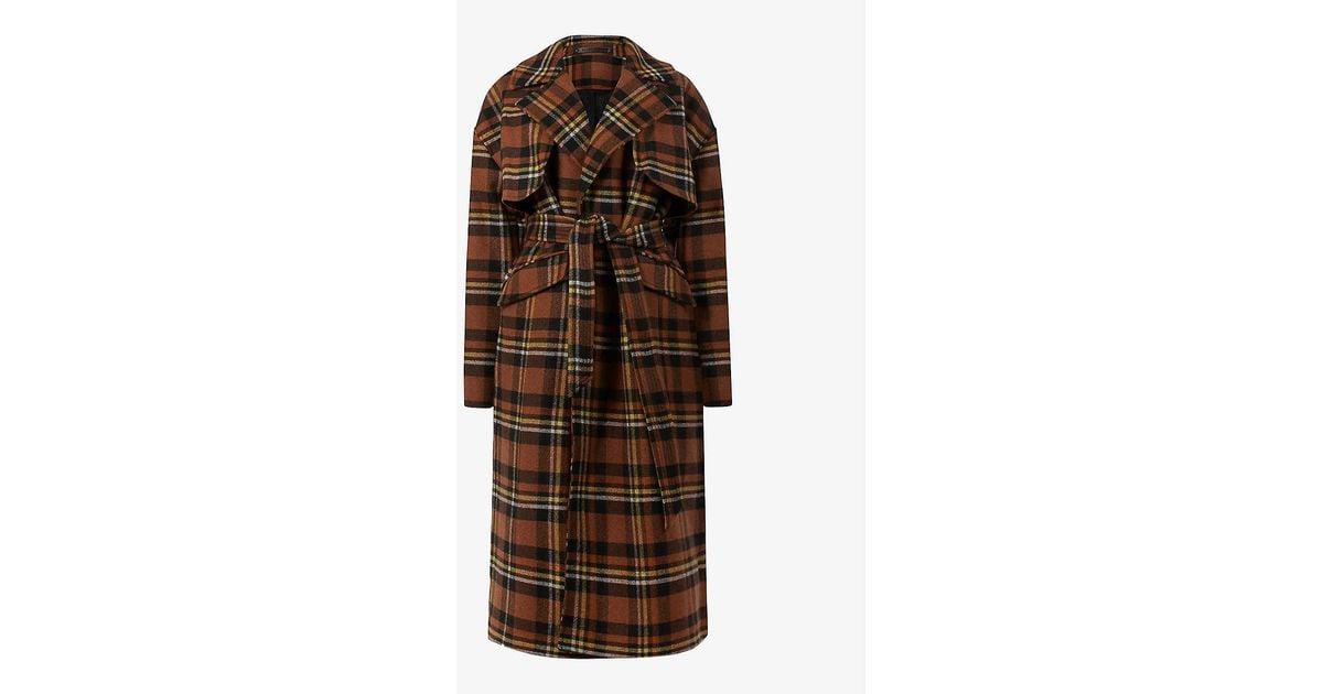AllSaints Bree Check-print Wool-blend Trench Coat in Brown/Black (Brown ...