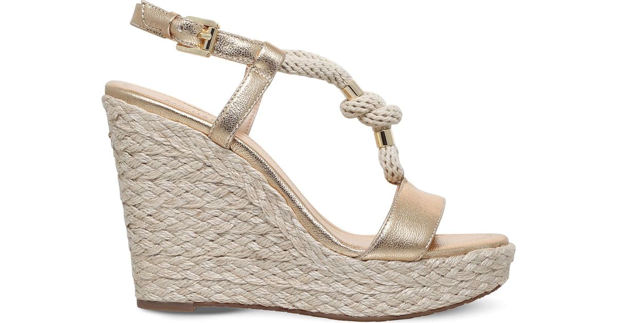 MICHAEL Michael Kors Holly Wedge Leather And Rope Sandals in Metallic ...