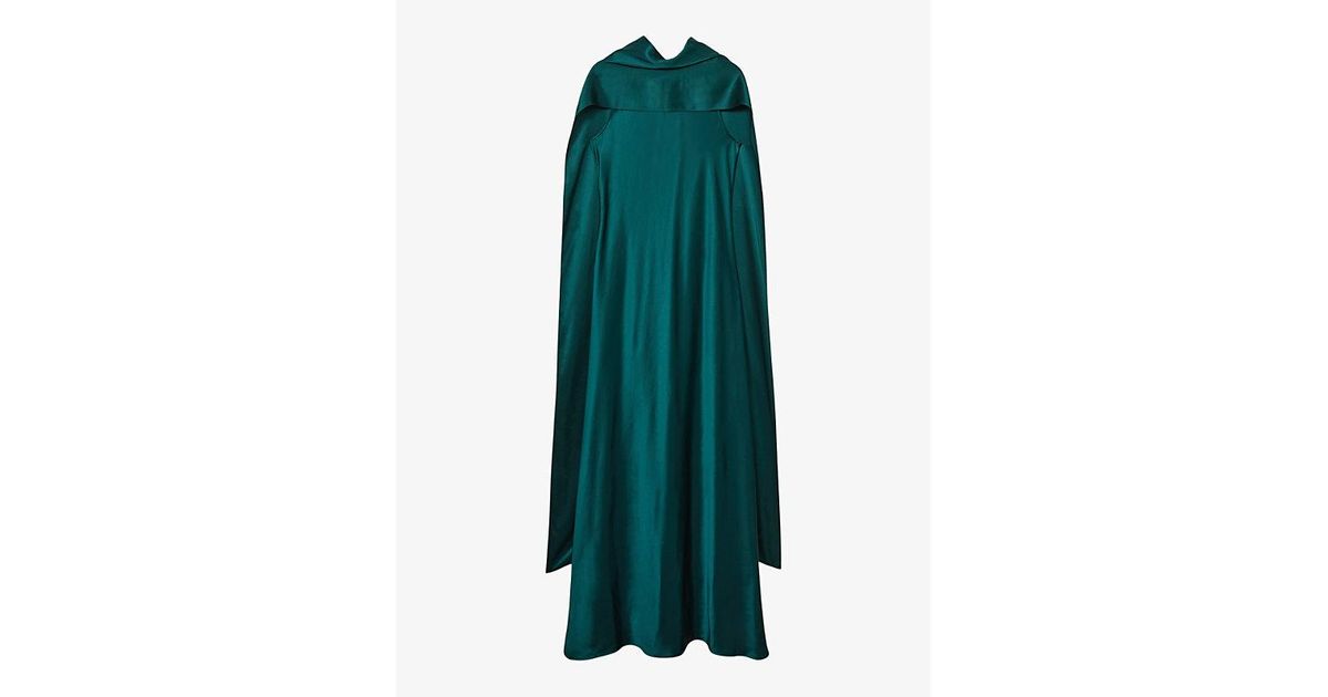 Reiss Fae Draped Satin-Crepe Maxi Dress in Green | Lyst UK