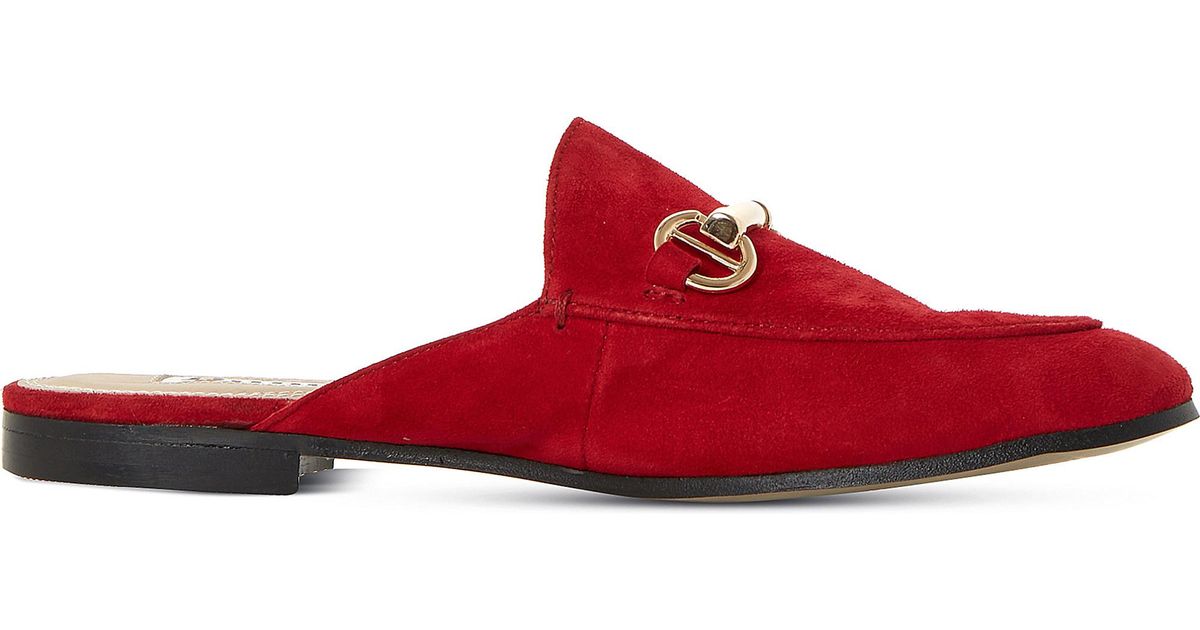 Dune Gene Suede Backless Loafers in Red 