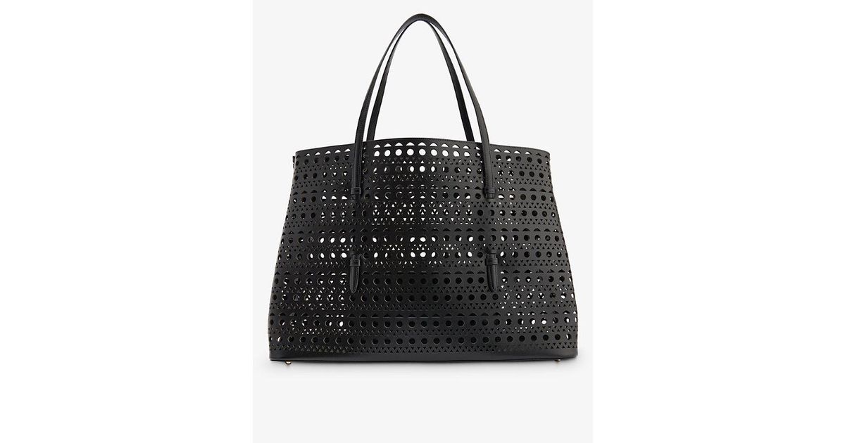 Alaïa Mina 50 Laser-cut Leather Top-handle Bag in Black | Lyst Australia