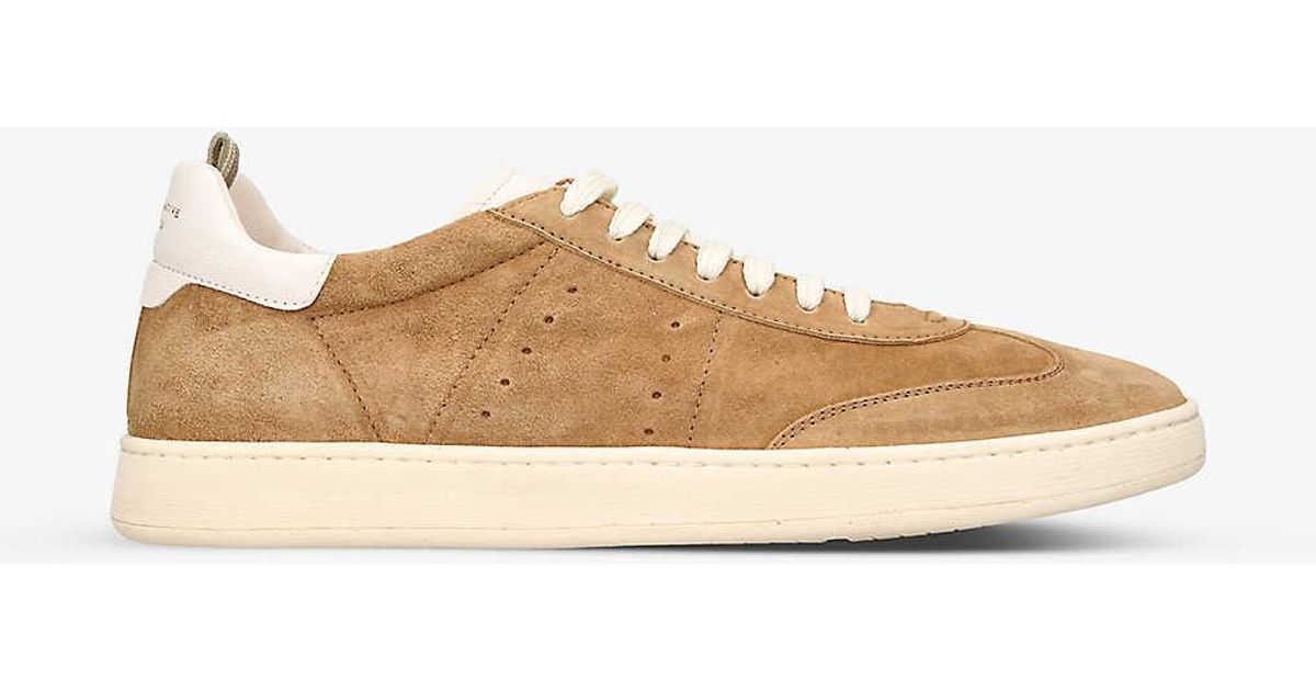 Officine Creative Kombo Logo-embossed Suede Low-top Trainers in Natural ...