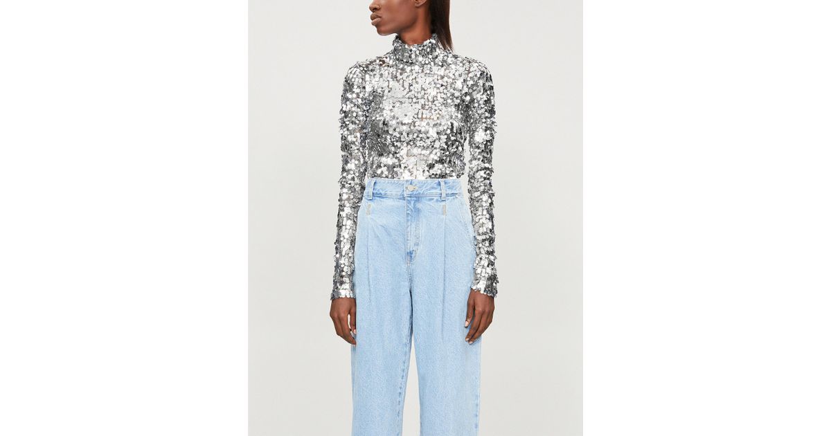 high neck sequin top