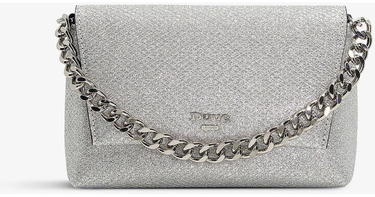 Dune Ballrooms Shimmery Chainstrap Woven Clutch Bag in Grey Lyst Canada