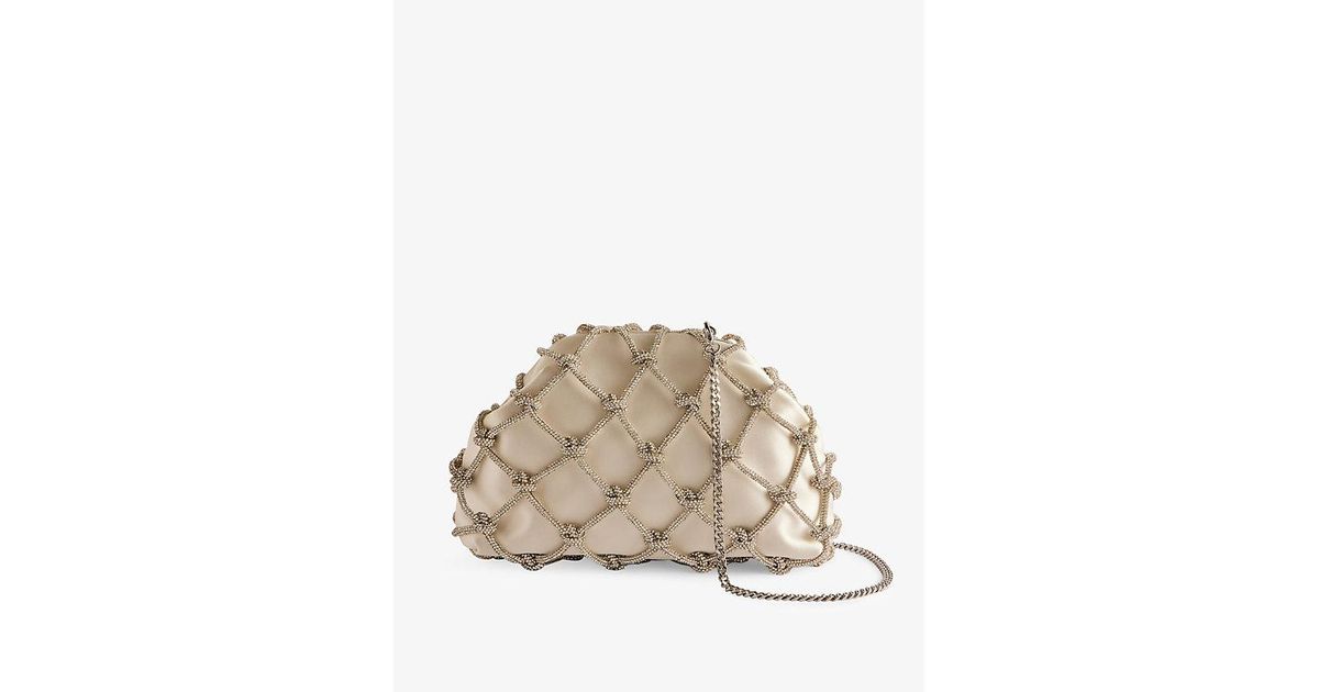 Ted Baker Kylar Crystal And Faux leather Clutch Bag in Natural Lyst