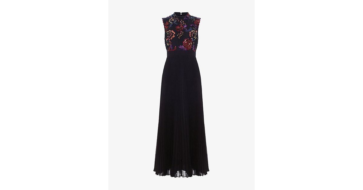 Phase Eight Lela Floral-Sequin Woven Maxi Dress in Black | Lyst