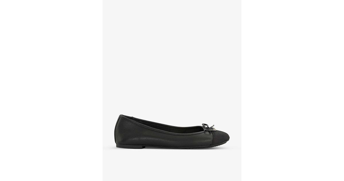 Dune Hallo Bowtrim Leather Ballet Pumps in Black Lyst