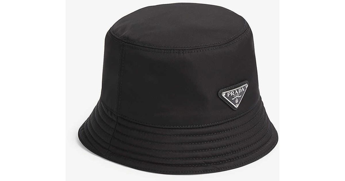 Prada Synthetic Nylon Bucket Hat in Black - Lyst