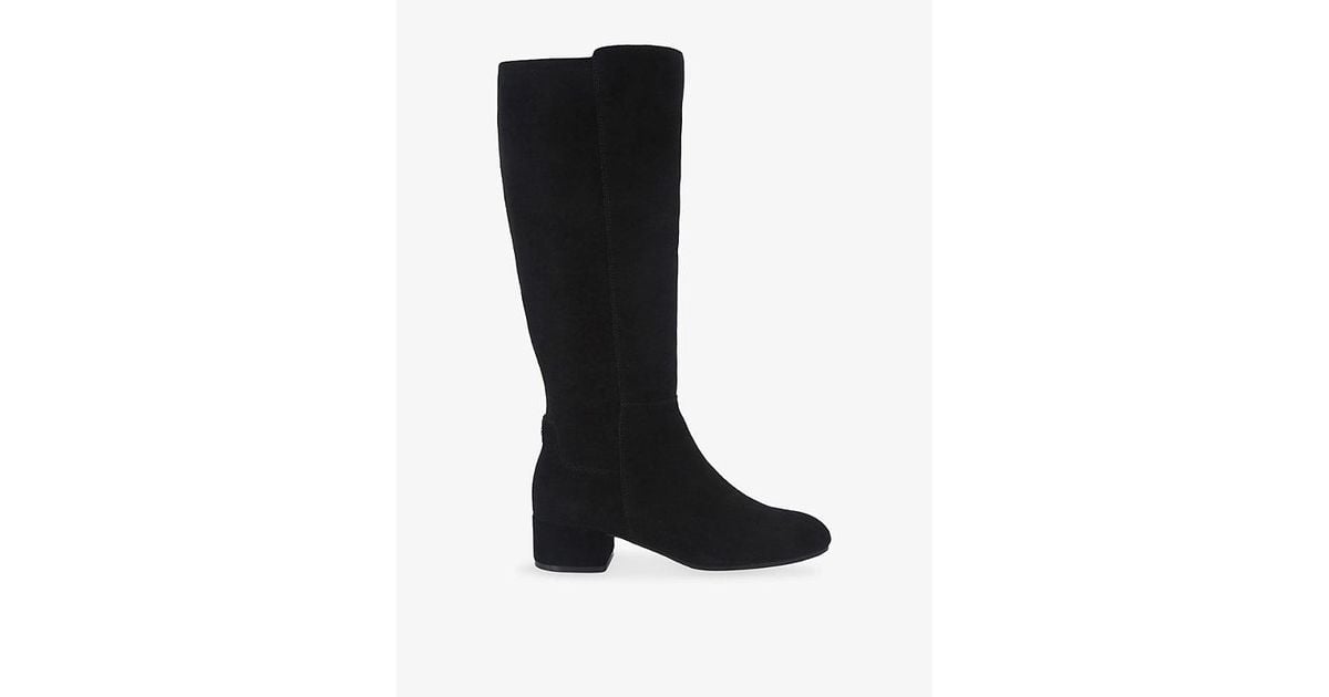 Carvela Kurt Geiger Gaia Heeled Suede Knee-High Boots in Black | Lyst