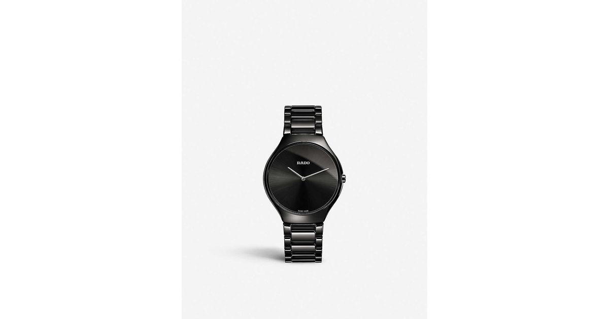 Rado Mens Black R27741182 True Thinline Ceramic Watch for Men Lyst Canada