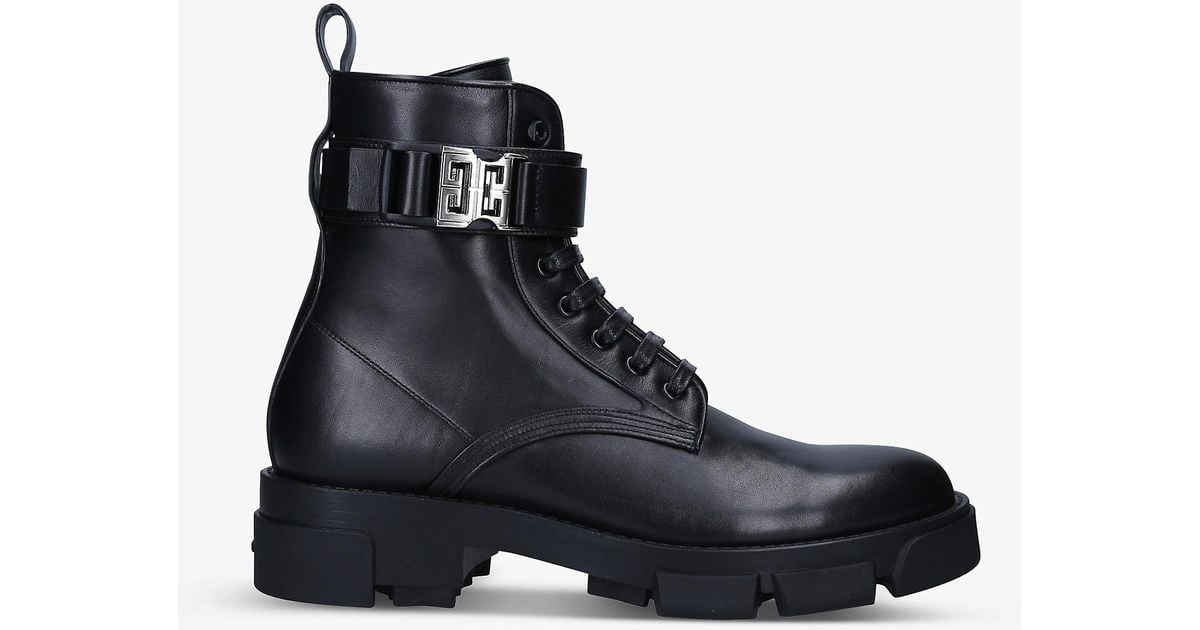 Givenchy Terra Logo-buckled Leather Combat Boots in Black for Men | Lyst