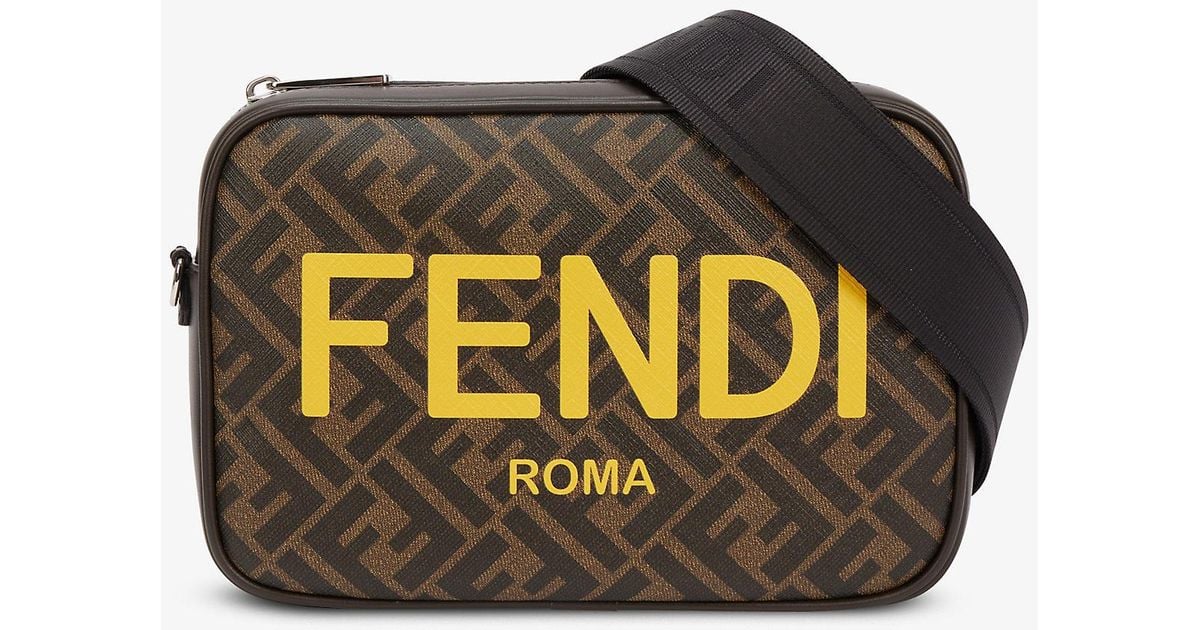 Fendi Brandprint Woven And Leather Crossbody Bag for Men Lyst UK