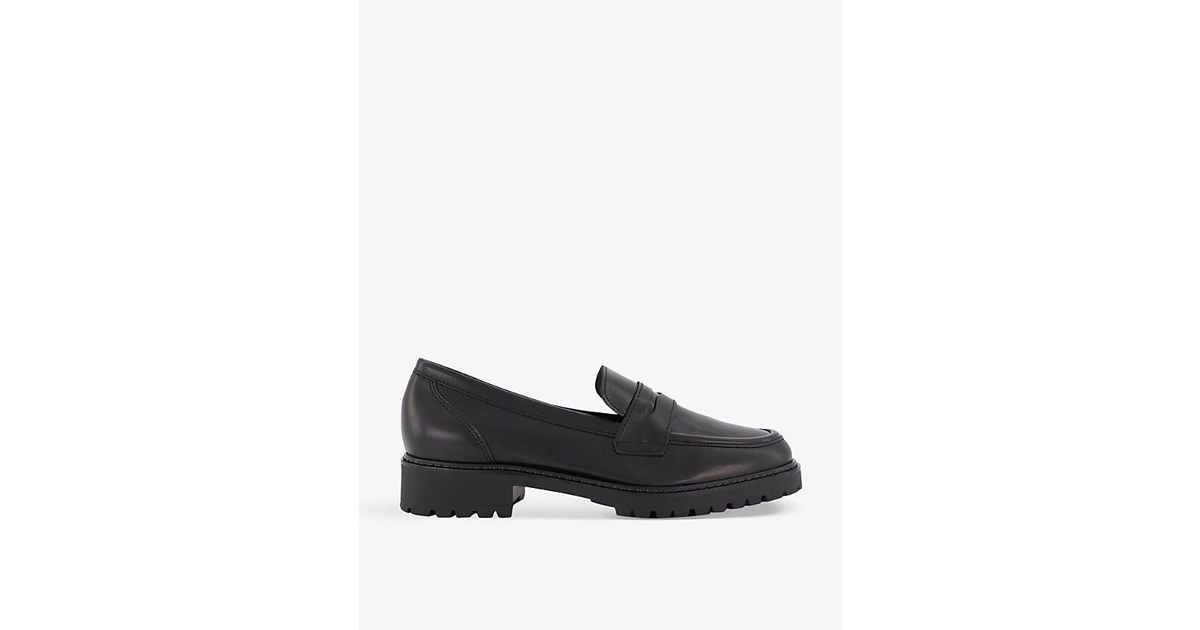 Dune Gild Cleatedsole Leather Penny Loafer in Black Lyst