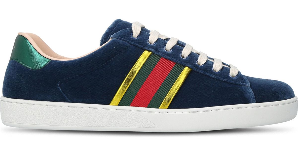 Gucci New Ace Striped Velvet Trainers 