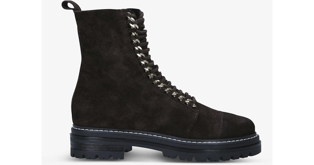 Carvela Kurt Geiger Sultry Chain Laceup Suede Ankle Boots in Black