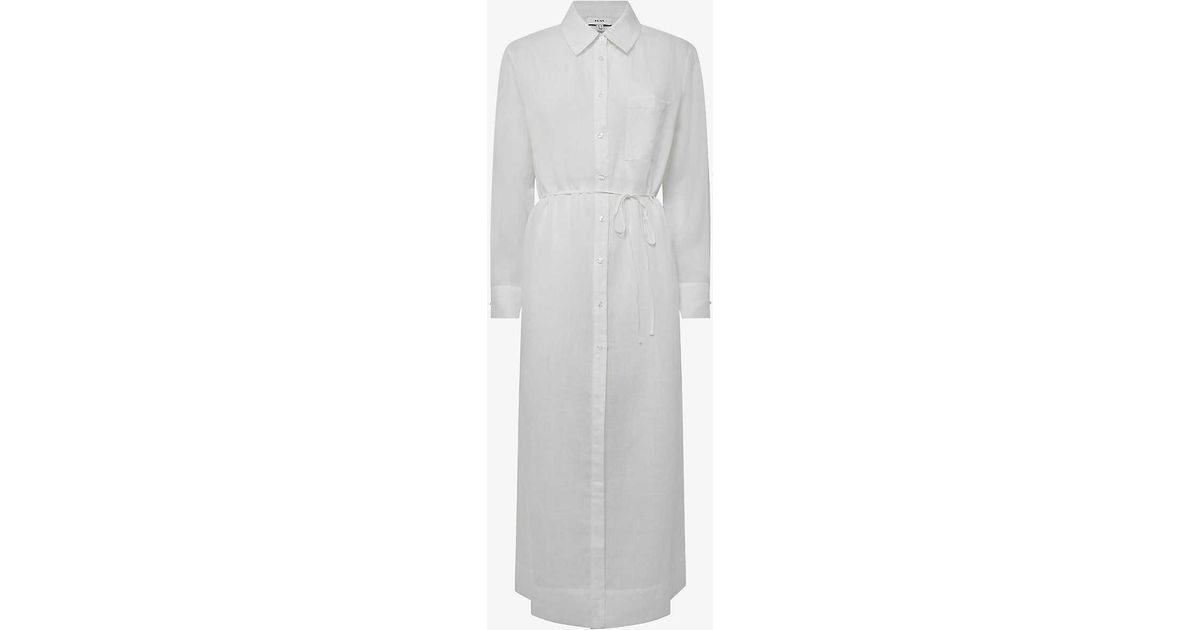 Reiss Keava Relaxed-fit Linen Midi Dress in White | Lyst UK