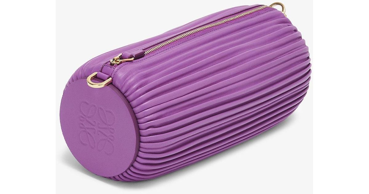 Loewe Bracelet Pouch Pleated Leather Shoulder Bag in Bright Purple ...