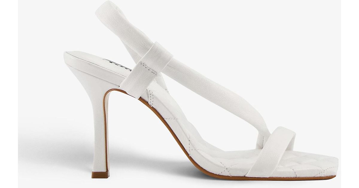 Dune Marbled Asymmetric Quilted Leather Sandals in White-Leather (White) - Lyst
