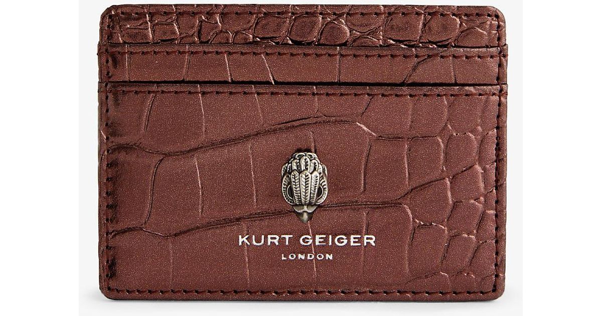 Kurt Geiger Shoreditch Logoplaque Leather Card Holder in Purple Lyst