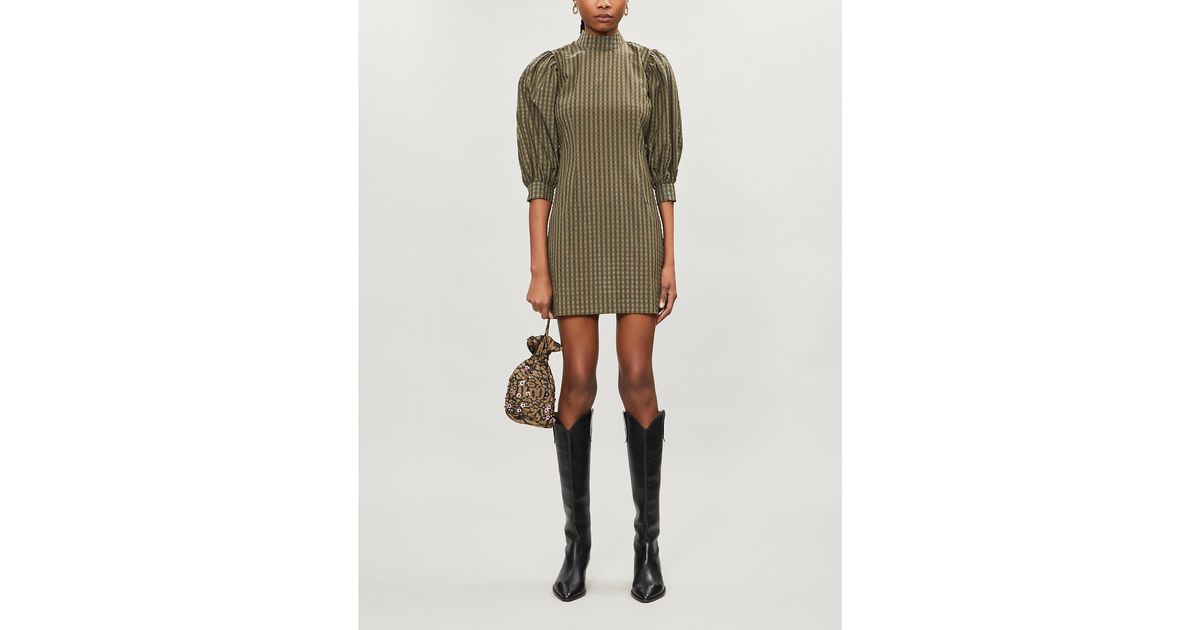 slim fit dress slacks Seersucker Check Wrap Mini Dress in Gingham Starfish – SVRN main image 0
