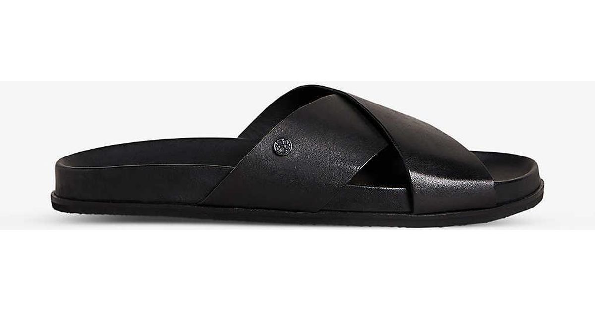 Ted Baker Oscarr Crossover-strap Flat Leather Sandals in Black for Men |  Lyst