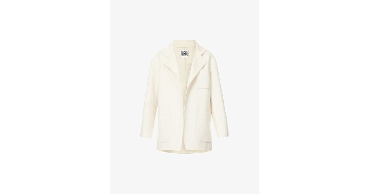 Totême Patch-pocket Exposed-seam Wool Jacket in White | Lyst