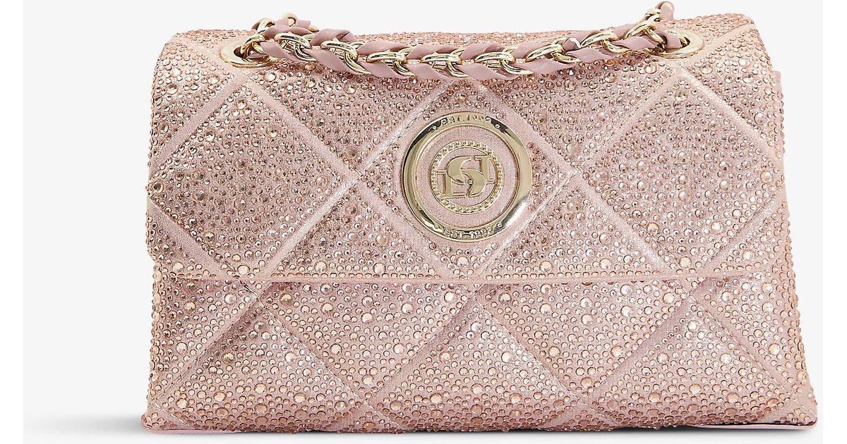 Dune Duchess Diamanteembellished Quilted Woven Shoulder Bag in Pink Lyst