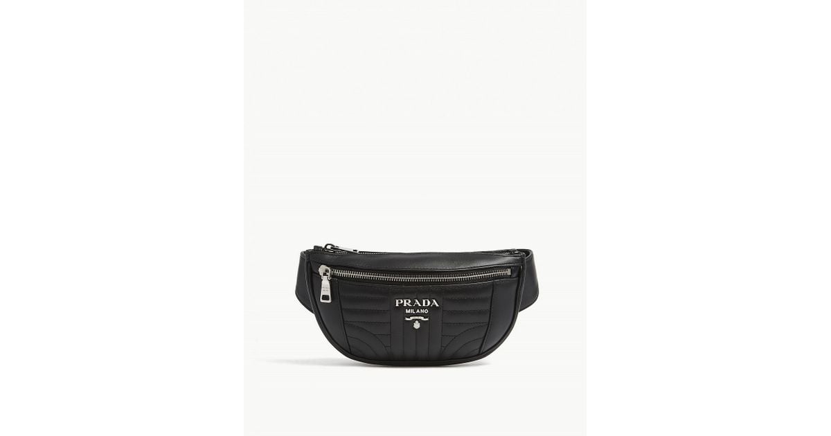 Prada Diagramme Quilted Leather Bum Bag in Black for Men