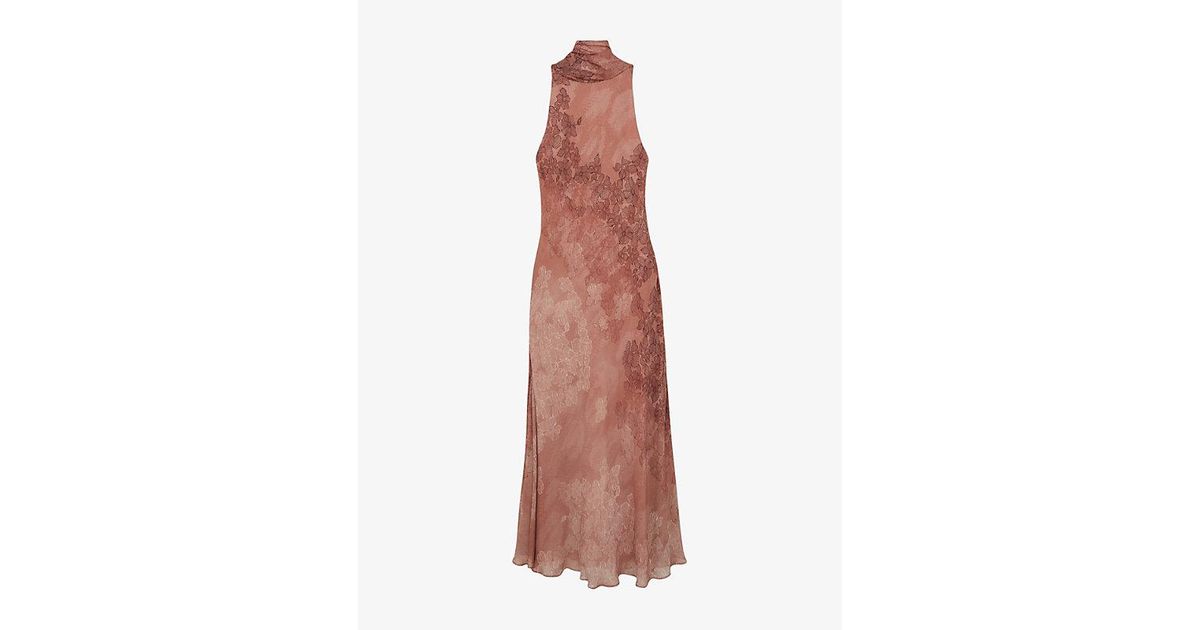 lacey chiffon floral cape maxi dress in pale pink Buy Reiss Pale Pink Lacey Chiffon Floral Cape Maxi Dress from Next USA
