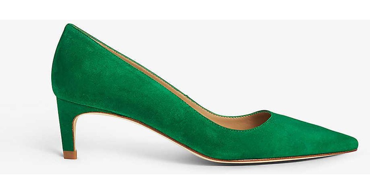 LK Bennett Ava Pointed-toe Suede Courts in Green | Lyst