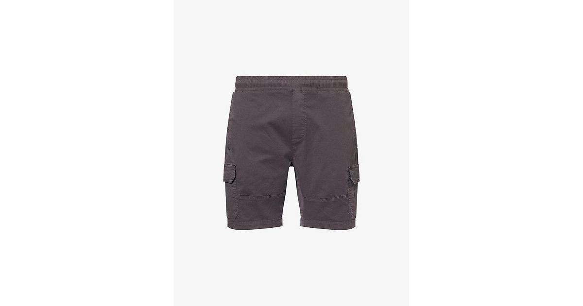 Arne Worker Cargo Multi-Pockets Stretch-Cotton Shorts in Grey for