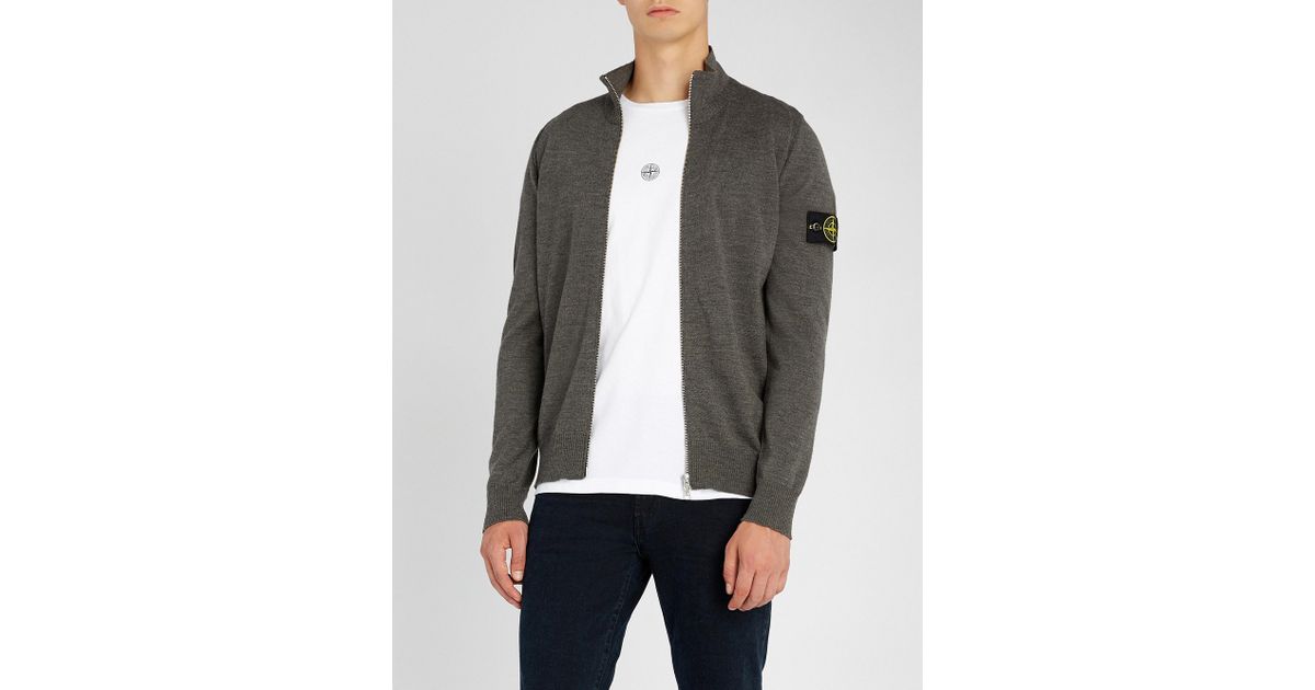 stone island wool cardigan
