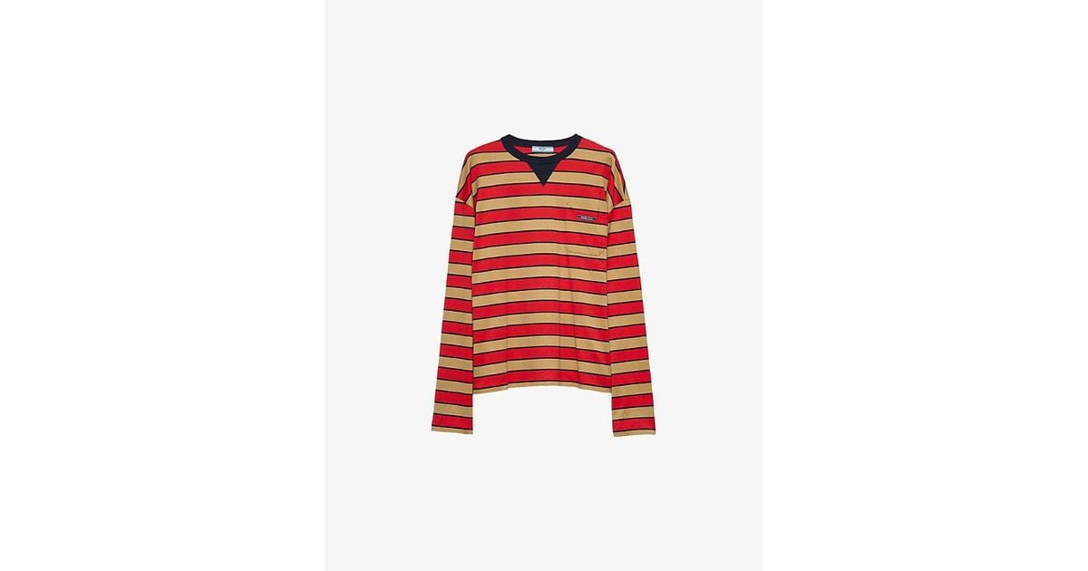 12ss Prada archive stripe long t shirt PRADA cotton oversized t