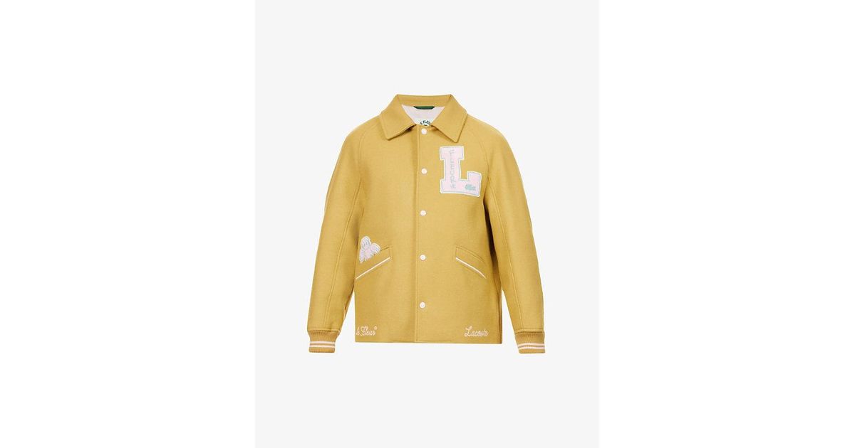 Lacoste Le Fleur* X Brand-appliqué Regular-fit Wool-blend Jacket X in  Yellow | Lyst