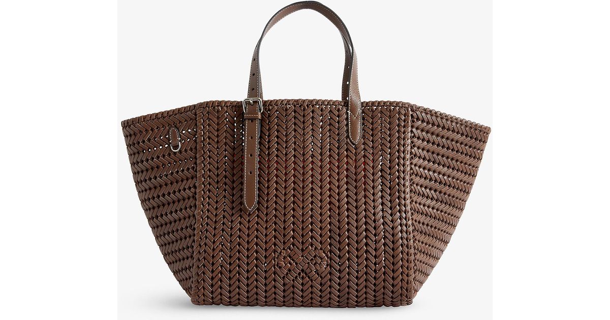 Anya Hindmarch Neeson Square Woven Leather Tote Bag in Brown Lyst