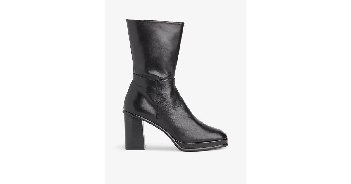 Whistles Clara Platformheel Leather Boots in Gray Lyst