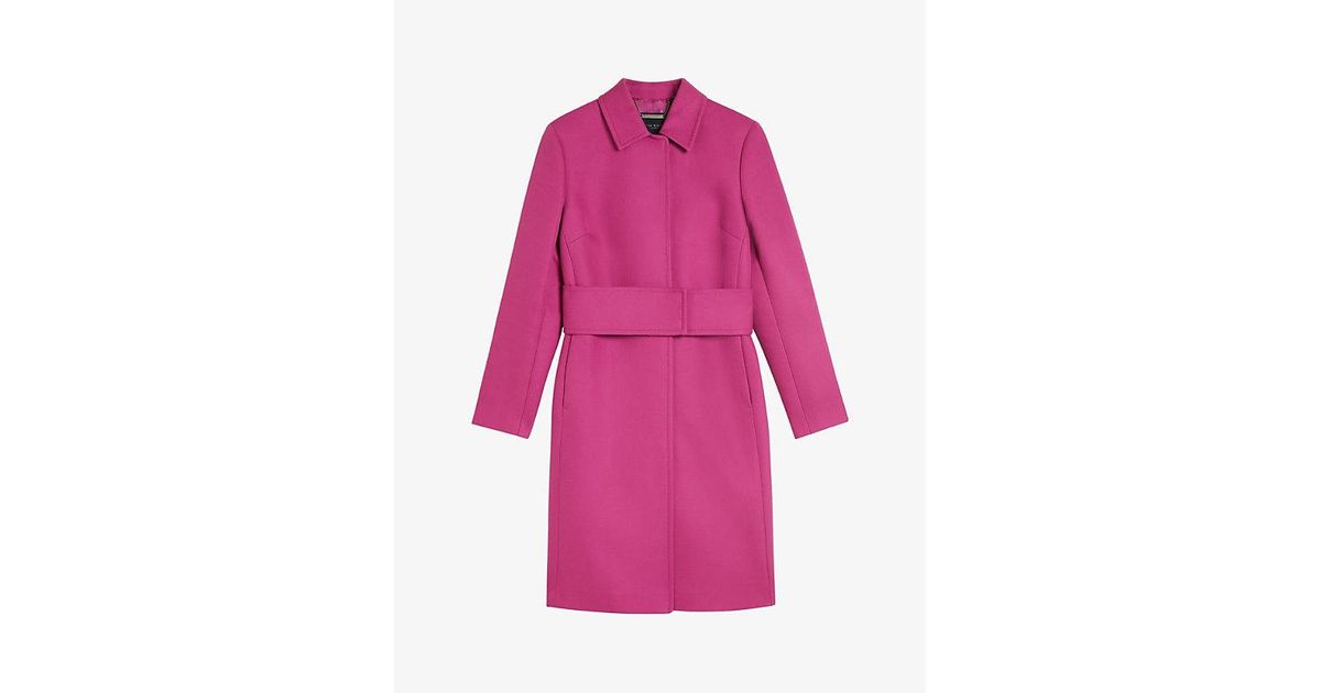 Ted Baker Isolde Belted Cotton Midi Trench Coat in Pink | Lyst