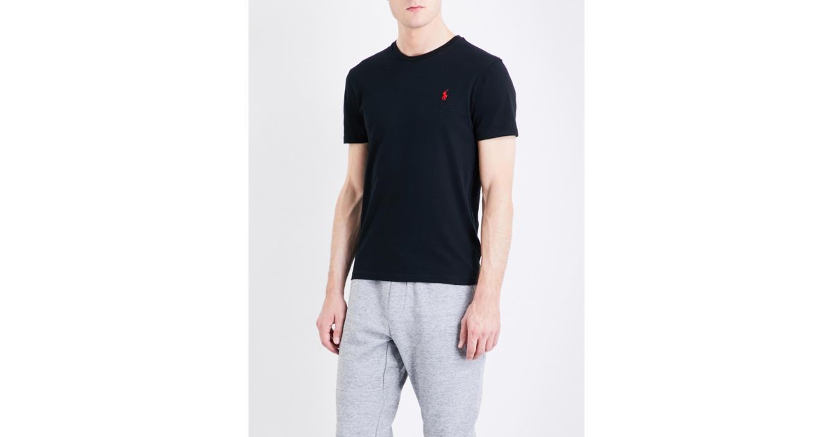 Polo Ralph Lauren Logo-embroidered Custom Slim-fit Cotton-jersey T-shirt in rl  Black (Black) for Men - Lyst