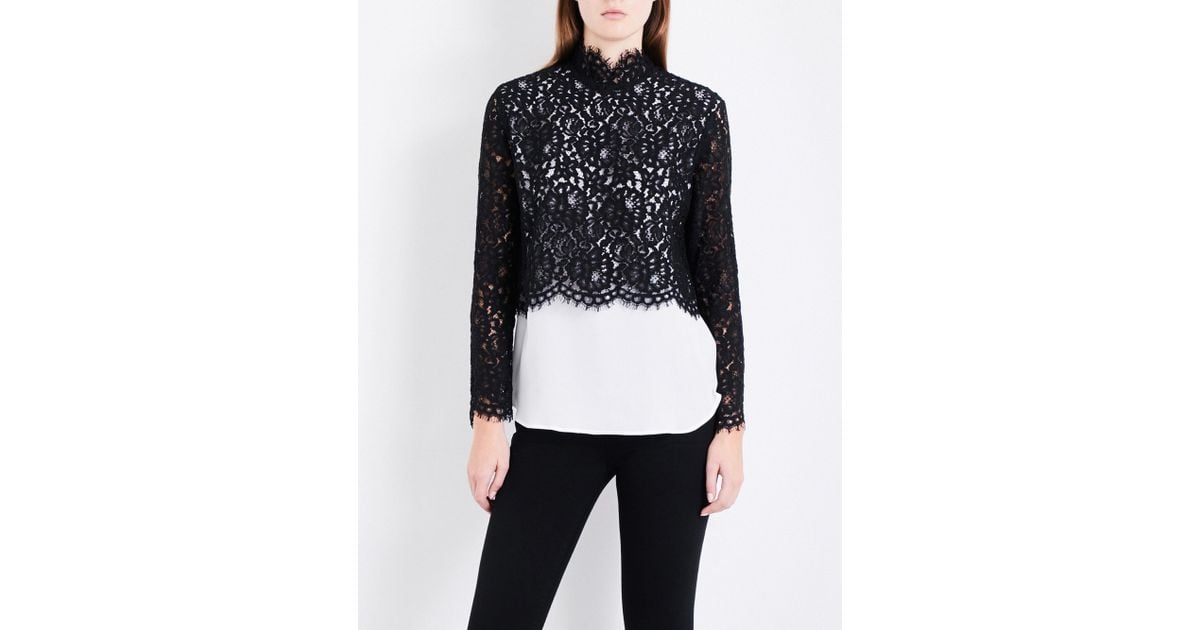 Sandro Floral-lace Overlay Top in Black - Lyst