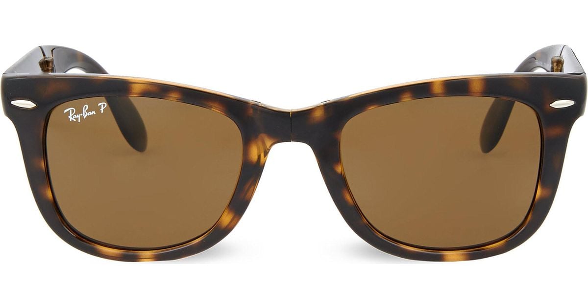 Ray Ban Light Havana Folding Tortoiseshell Wayfarer Sunglasses With Brown Polarised Lenses Rb4105 50 Lyst Ray Ban Light Havana Folding Tortoiseshell Wayfarer Sunglasses With Brown Polarised Lenses Rb4105 50 Lyst