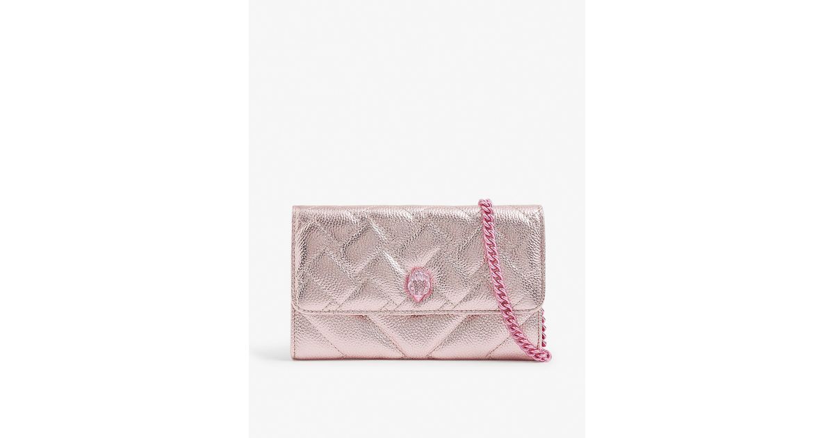 Kurt Geiger Kensington Quilted Leather Walletonchain in Pink Lyst