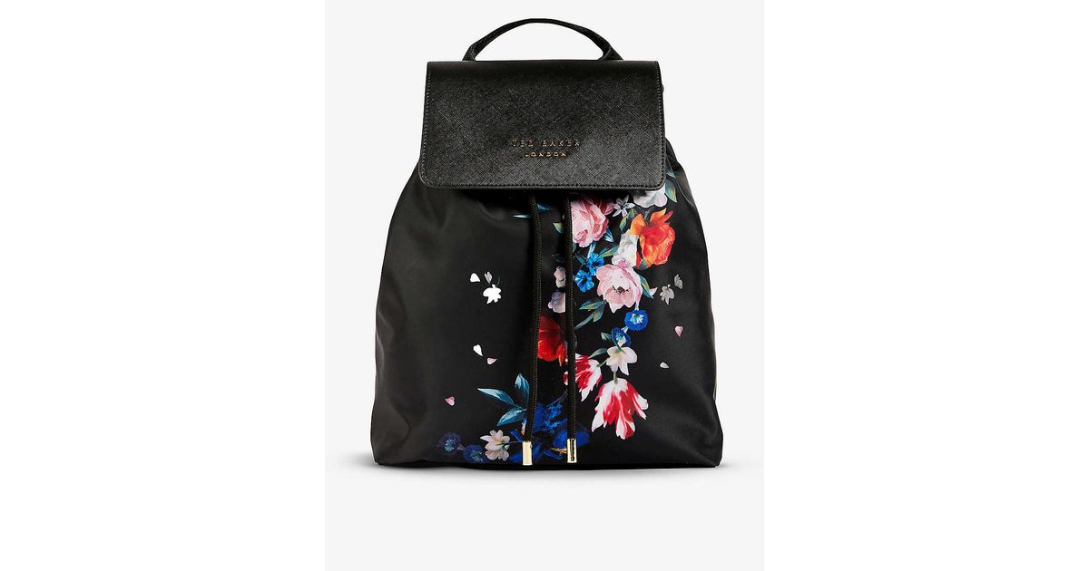 Ted Baker Vall Floral-print Shell Backpack in Black