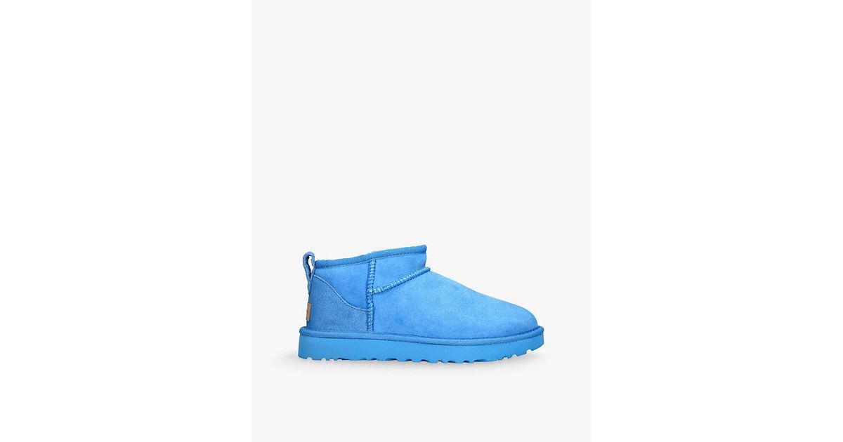 UGG Classic Ultra Mini Suede And Shearling Boots in Blue | Lyst