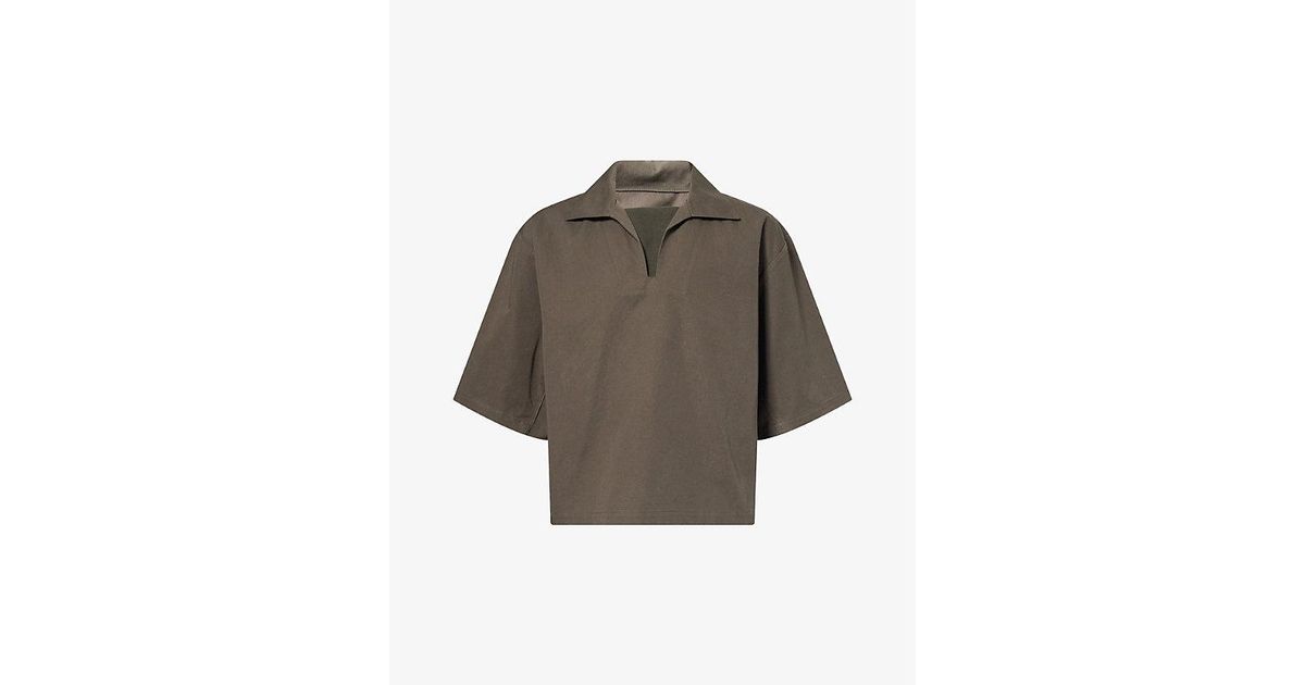 Seventh Football Box-Fit Cotton-Blend Polo Top in Brown for Men