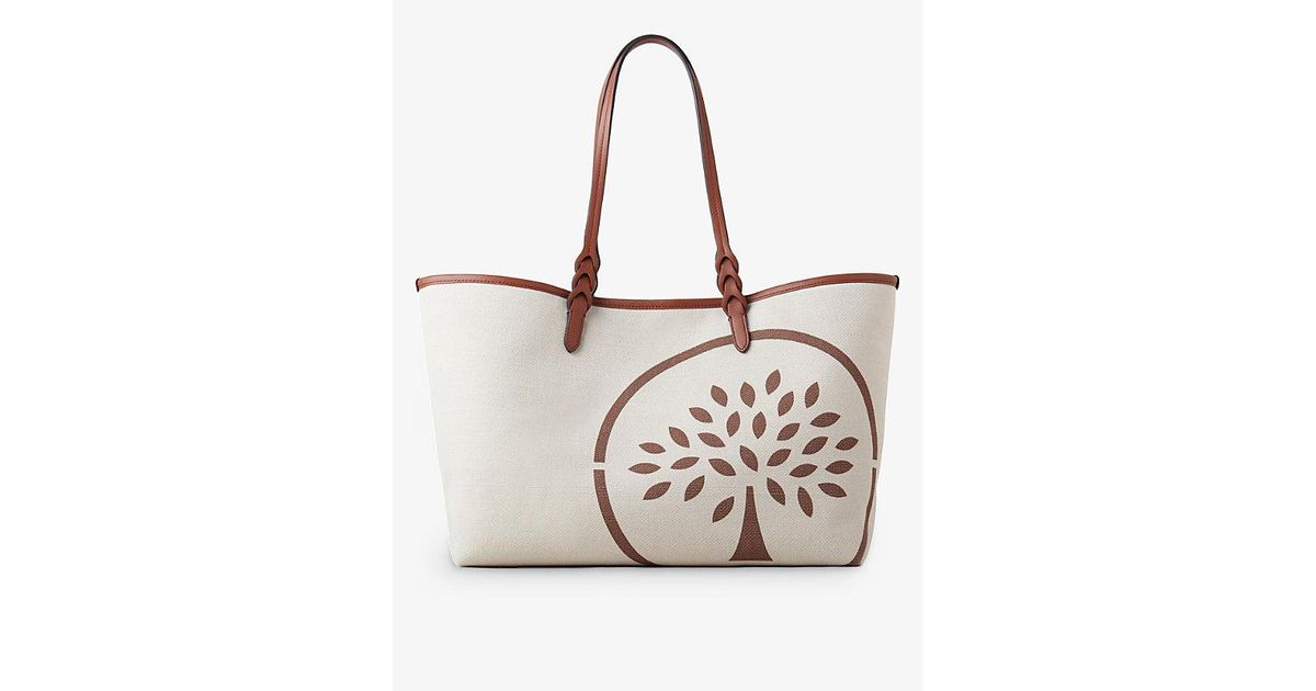 Mulberry Logo-print Canvas Tote Bag in Metallic | Lyst