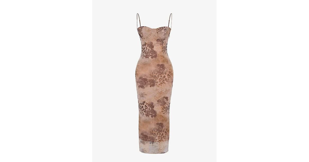 aiza cream floral print maxi dress House Of Cb Aiza Cream Floral Print Maxi Dress