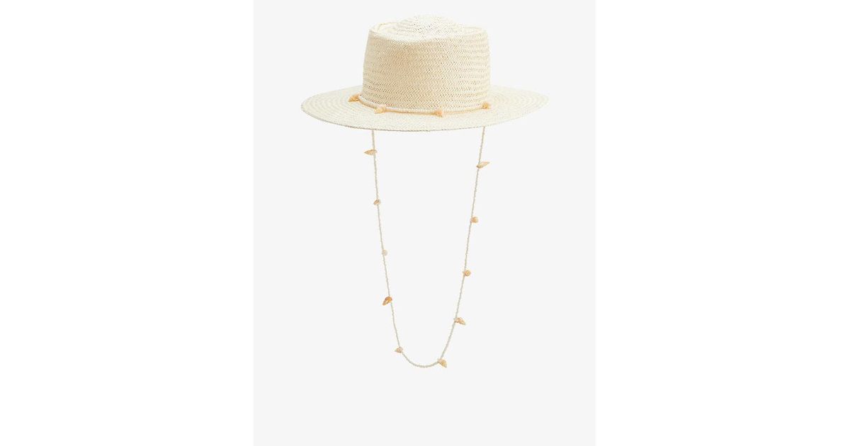 Lack of Color Seashells Beadedstrap Straw Boater Hat in White Lyst