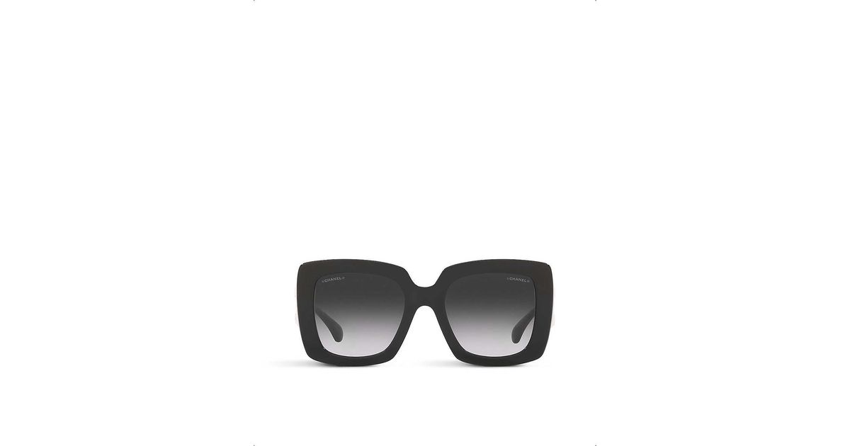 Chanel Ch5474q Rectangular-frame Leather And Acetate Sunglasses in Black | Lyst Canada