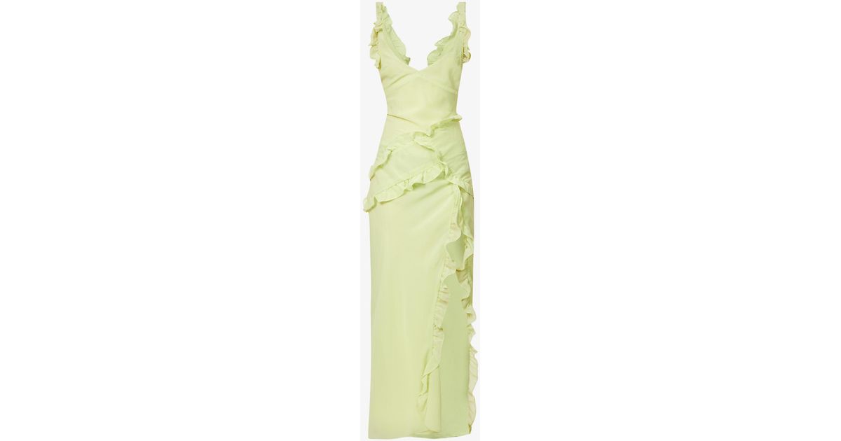 House Of Cb Pixie Ruffled Mesh Maxi Dress in Green Lyst